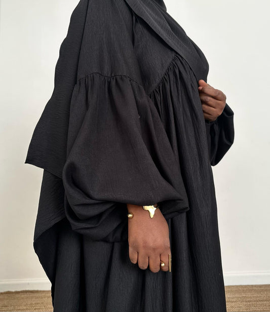 Abaya Chloé en été (linen) Black incl Hijab - Faraasha Collection