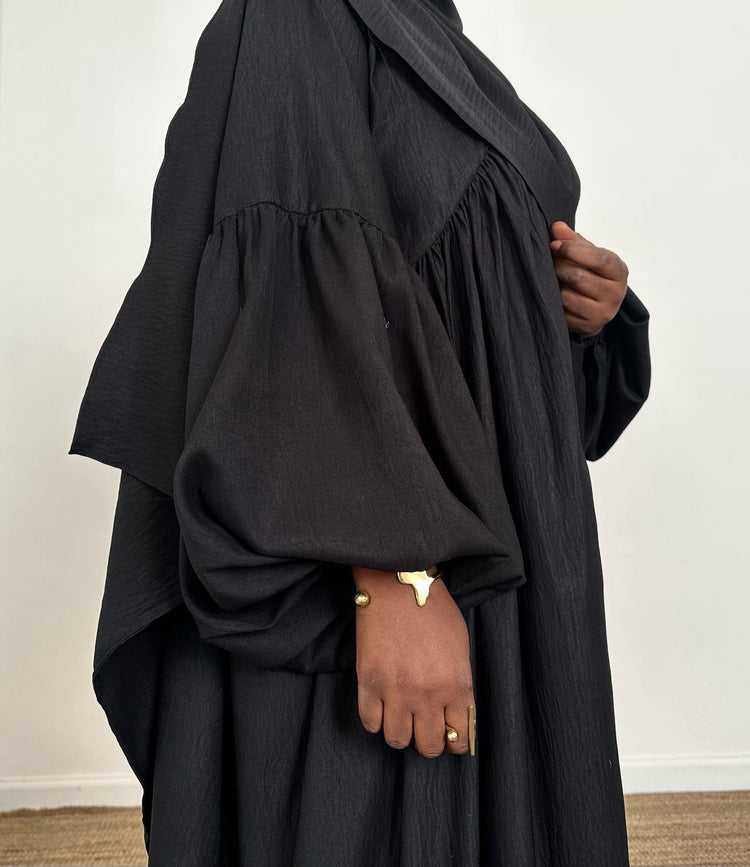 Abaya Chloé in summer (linen) Black incl Hijab - Faraasha Collection