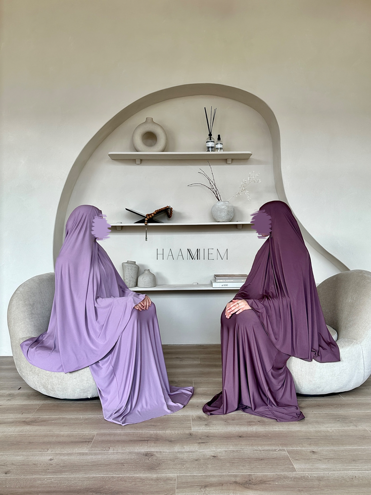 HAAMIEM Premium Jersey Set/Khimar - Purple Mauve
