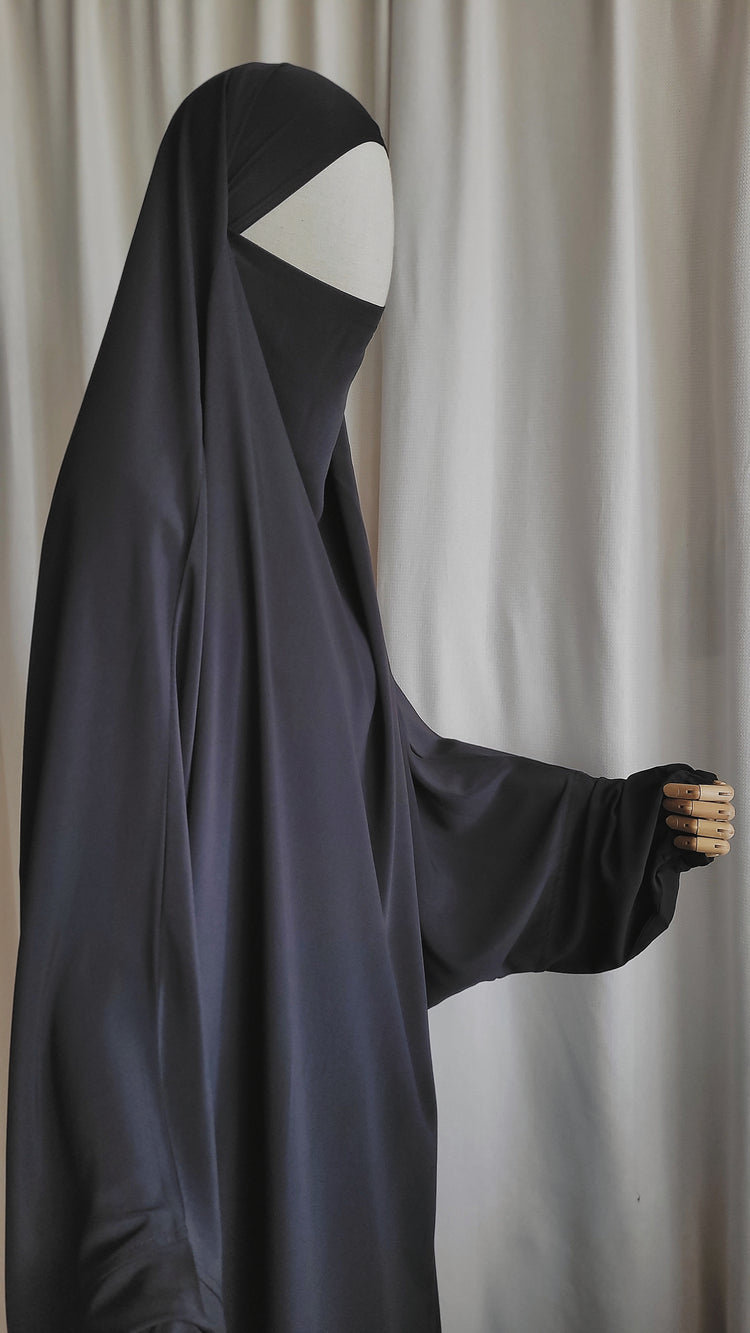 2 Piece Jilbab Black - Medina Silk