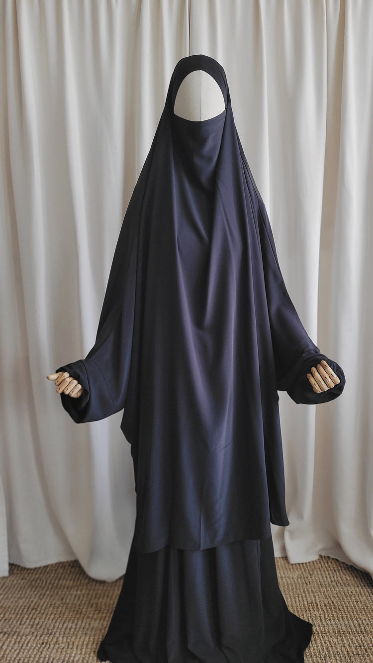 2 Piece Jilbab Black - Medina Silk