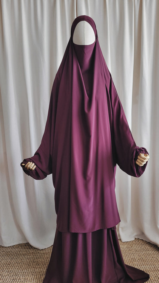 2 Piece Jilbab Prune  - Medina Silk