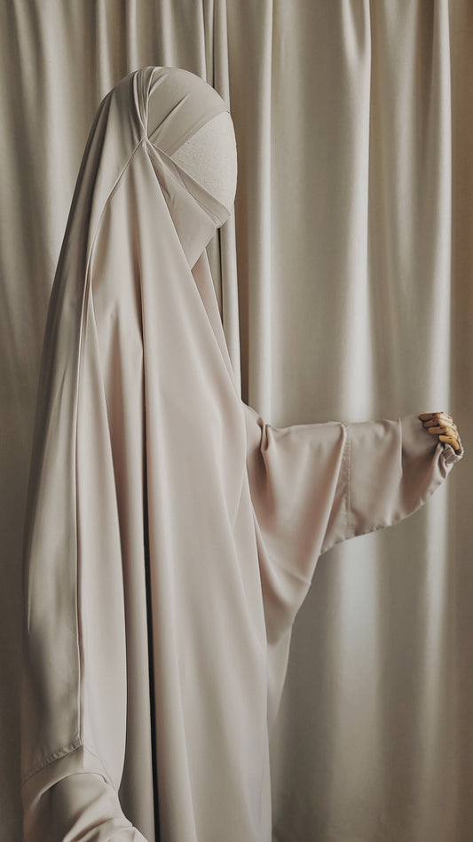 2 Piece Jilbab Warm Beige - Medina Silk
