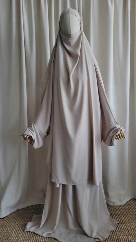 2 Piece Jilbab Beige - Medina Silk