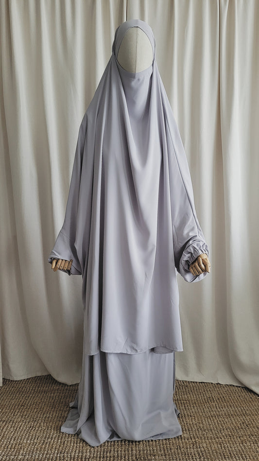 2 Piece Jilbab  Pearl Grey - Medina Silk Co.