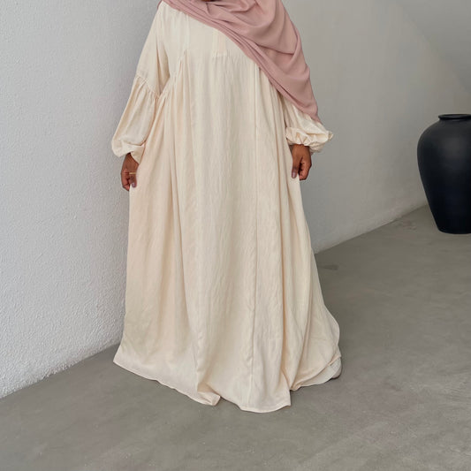 Abaya Chloé en été (linen) Crème - Faraasha Collection