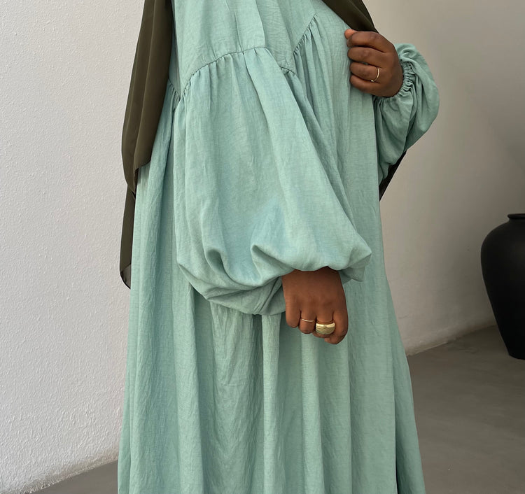 Abaya Chloé en été (linen) Mint - Faraasha Collection